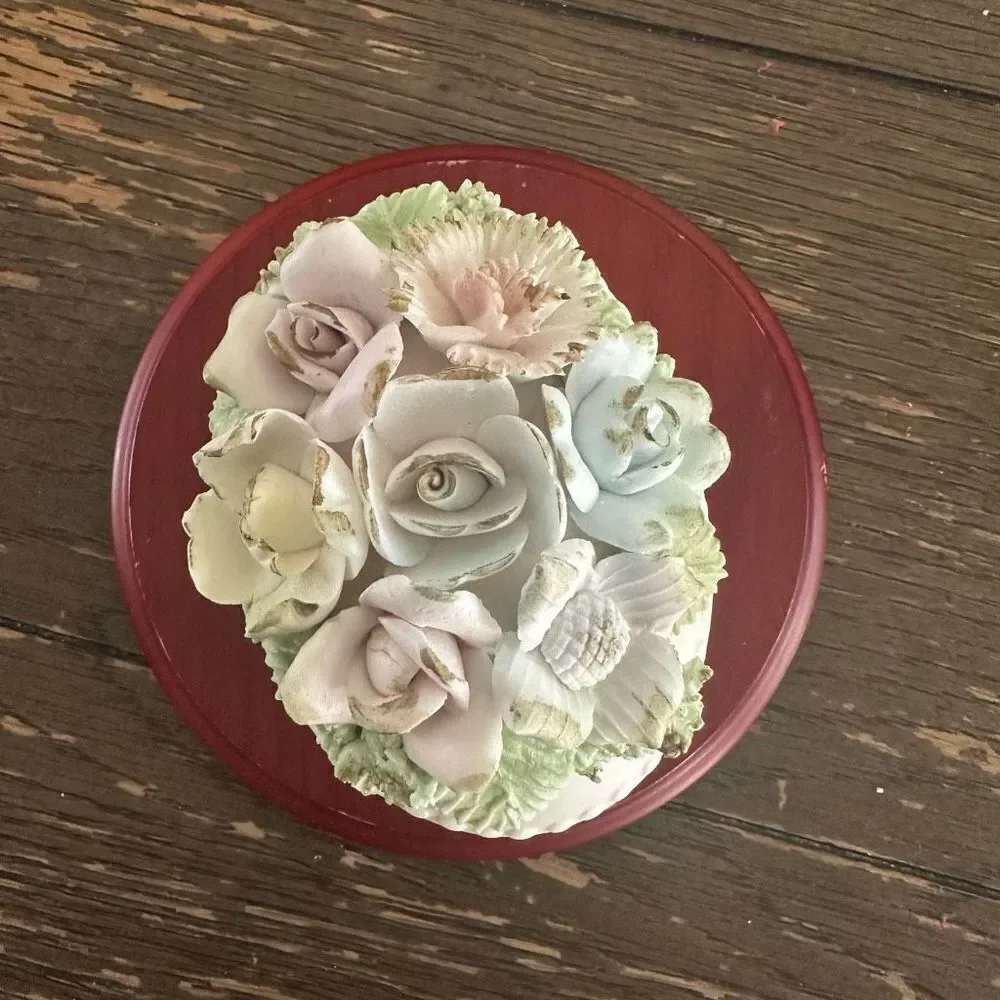Ardalt Japan Floral Trinket Oval‎ Shaped Box Vintage